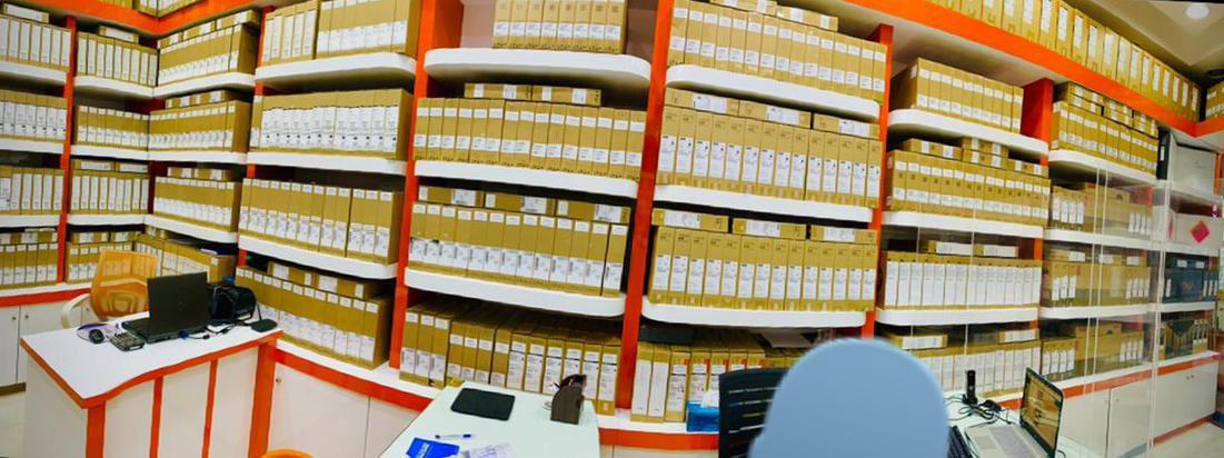 Our physical stock warehouse in UAE showing extensive inventory of computer and networking products